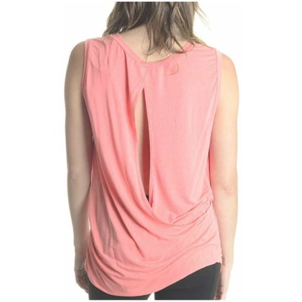 NWT Michael Starts Twist Back Shell Jersey Knit Tank Top Salmon Small